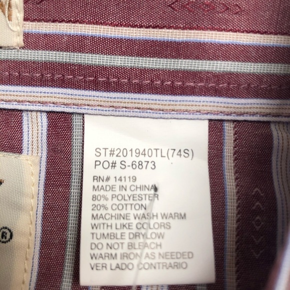 Ely Cattleman Western Tall Man Shirt 18 x 36 Tall - Picture 5 of 8